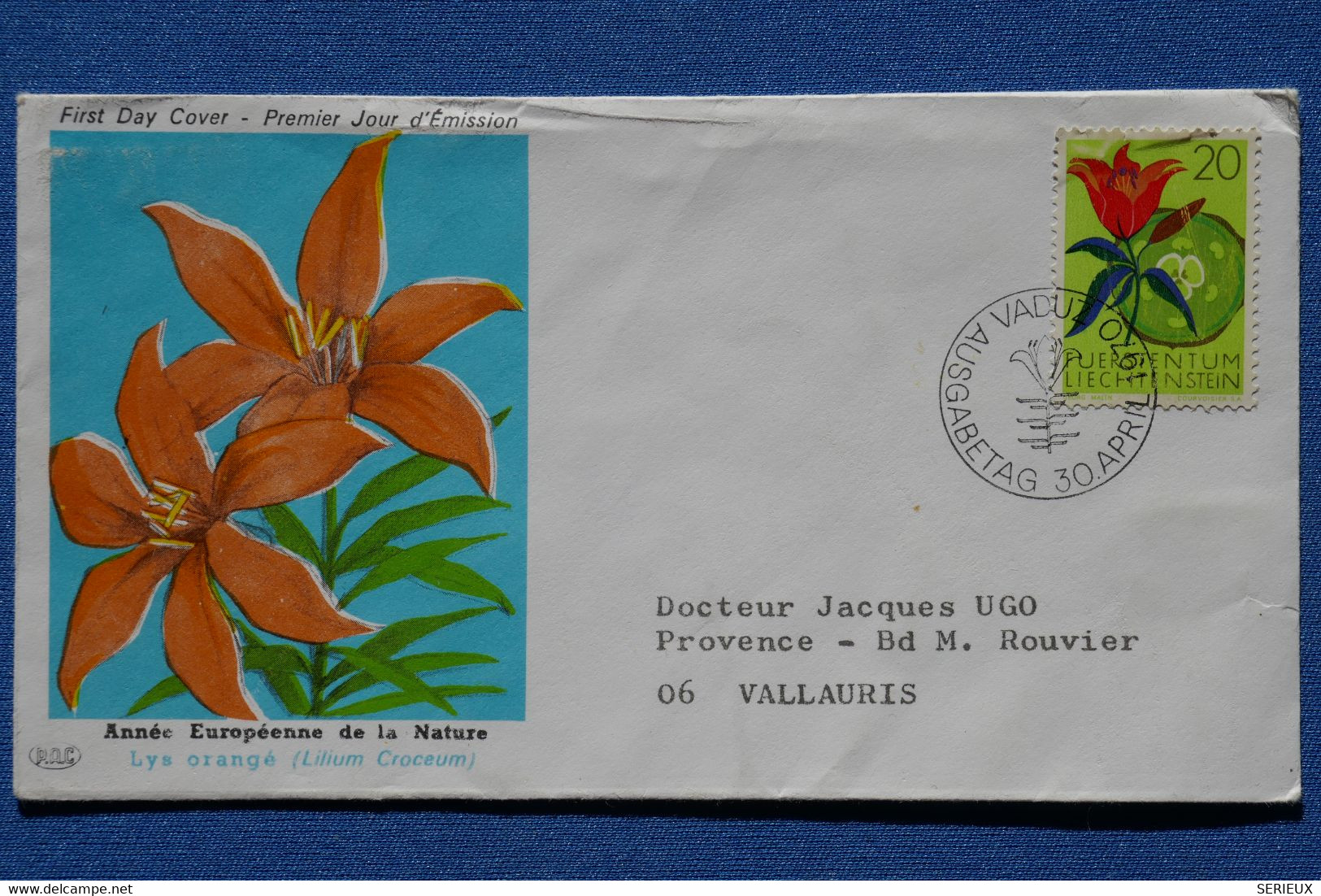 O8 LIECHTENSTEIN BELLE LETTRE 1970 VADUZ POUR VALLAURIS FRANCE + AFFRANCHISSEMENT PLAISANT - Covers & Documents