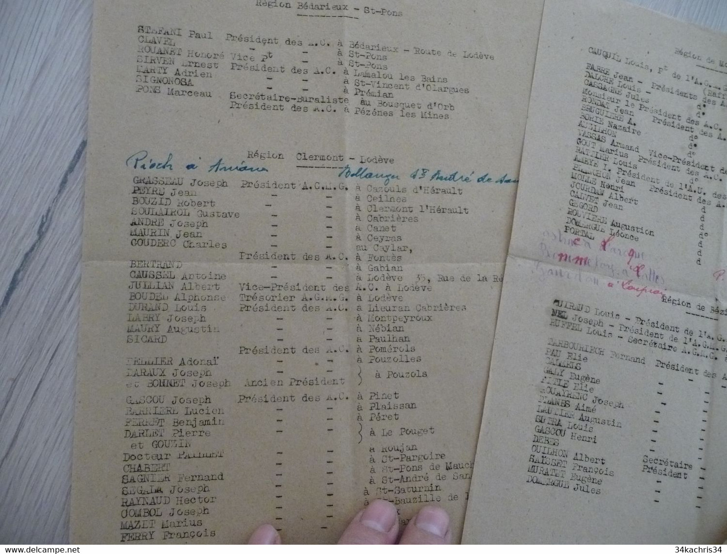 Association Des Nciens Combattants Coloniaux Hérault 1945 Organisation Montpelier Béziers Bédarieux Et Autres - Documentos