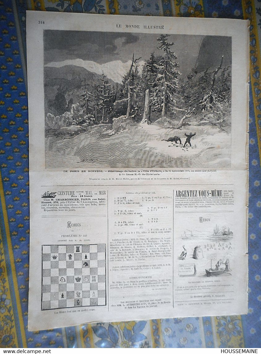 LE MONDE ILLUSTRE 30/11/1872 PARIS CRUE SEINE NANTES DANEMARK CUIRASSIERS LOIRE JOSNE COULMIERS ZANZIBAR ESCLAVAGE