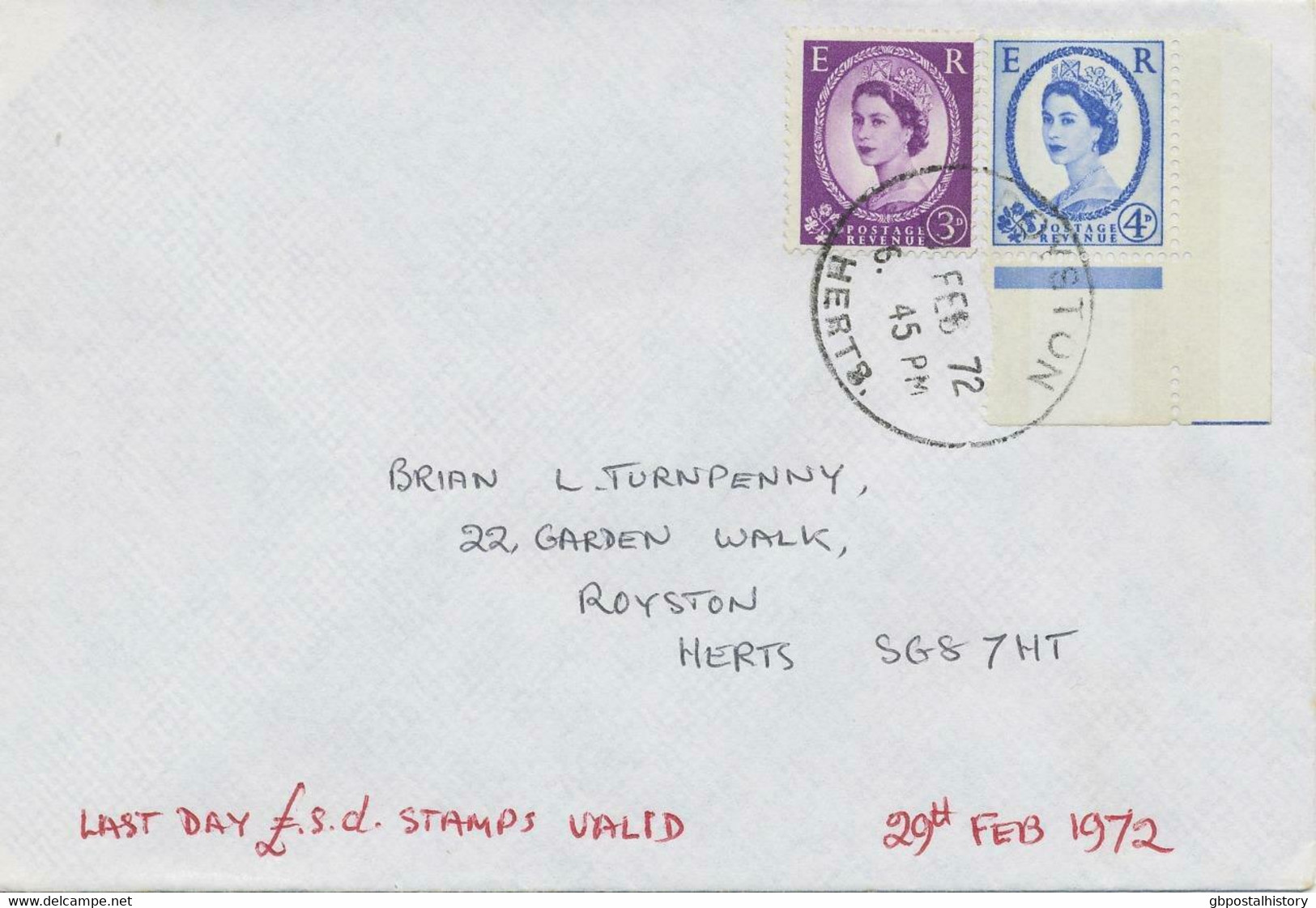 GB 1972 LAST DAY COVER (Last Day The £.s.d. Stamps Were Valid) RRR!! - 1952-1971 Dezimalausgaben (Vorläufer)