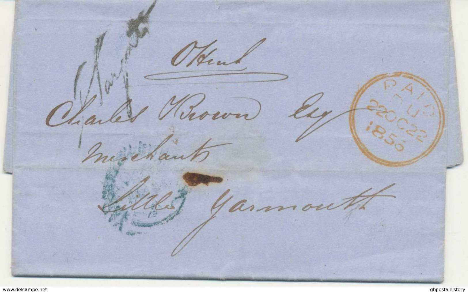 GB OFFICIAL 1856 EARLY OHMS-cover Of The Inland Revenue Office Red CDS „PAID" - Officials
