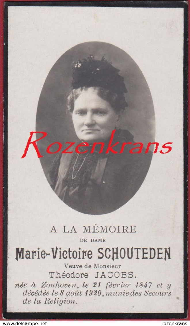 Marie Schouteden Theodore Jacobs 1920 Zonhoven Limburg Bidprentje Met Foto Photo Doodsprentje  Image Mortuaire - Santini