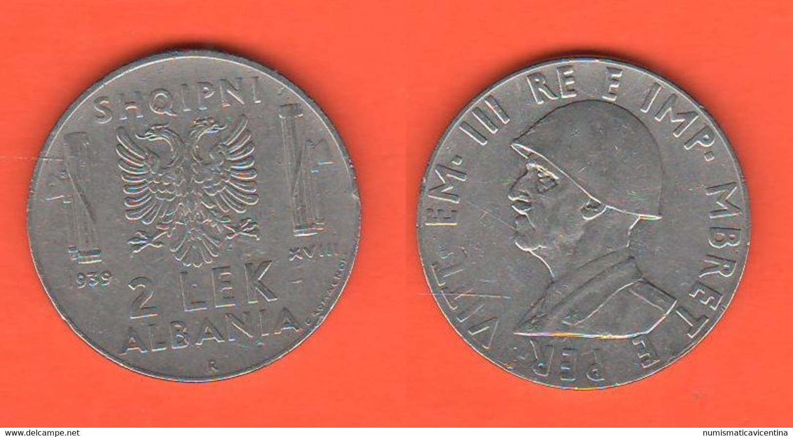 Albania 2 LEK 1939 War Coin - Albanien