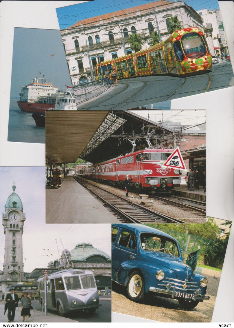 1229 CPM Trains, Tramways, Autos, Trolleys, Cars, Bus, Et Bateaux Français - - 500 Postkaarten Min.