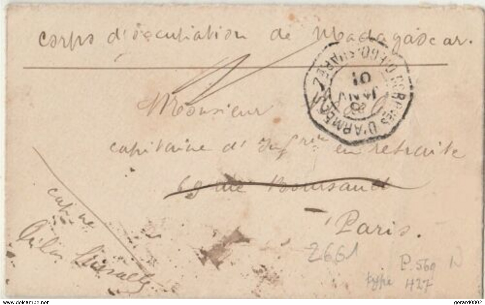 Cachet CORRESPONDANCES D'ARMEES DIEGO SUAREZ Sur Lettre En Franchise Pour PARIS - Lettres & Documents