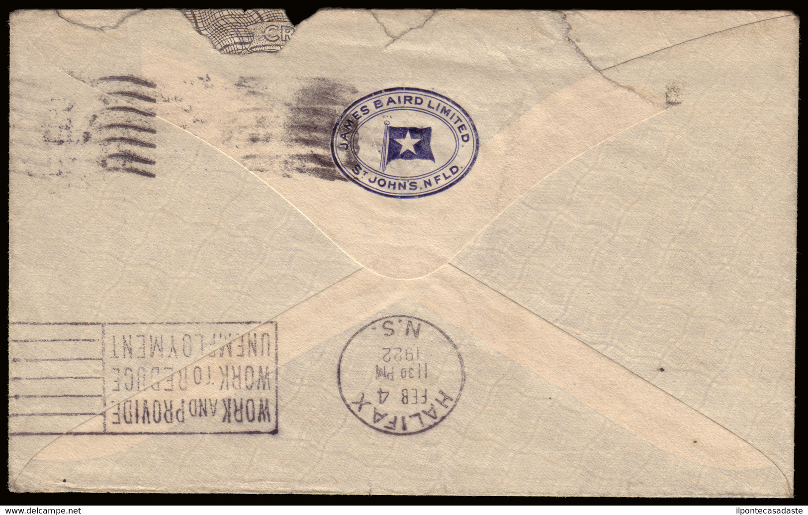 Cover] NEWFOUNDLAND 1921 (nov. 18) | Airmail Cover Form St. John's To Halifax Franked With 35c. Red Overprinted "AIR MAI - 1865-1902