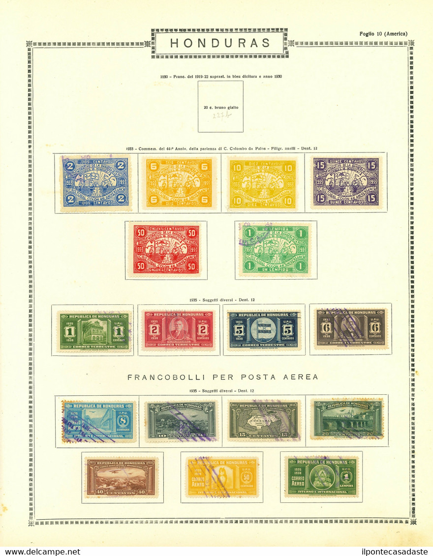 MH/Used] HONDURAS 1865/1935 | Collection of the period on album pages. To be inspected | Provenance: | The Romano Padoan