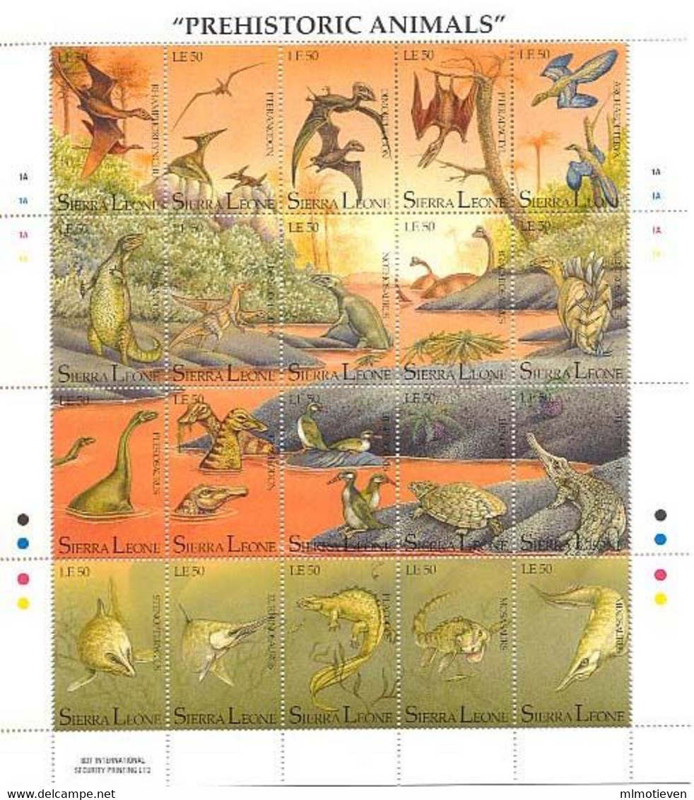 MTDR-BK1-032 MINT ¤ SIERRA LEONE 1992 20w In Serie ¤ DINOSAURS PREHISTORICS - PRÉHISTORIQUES - DINO'S - PREHISTORIE - Prehistorics