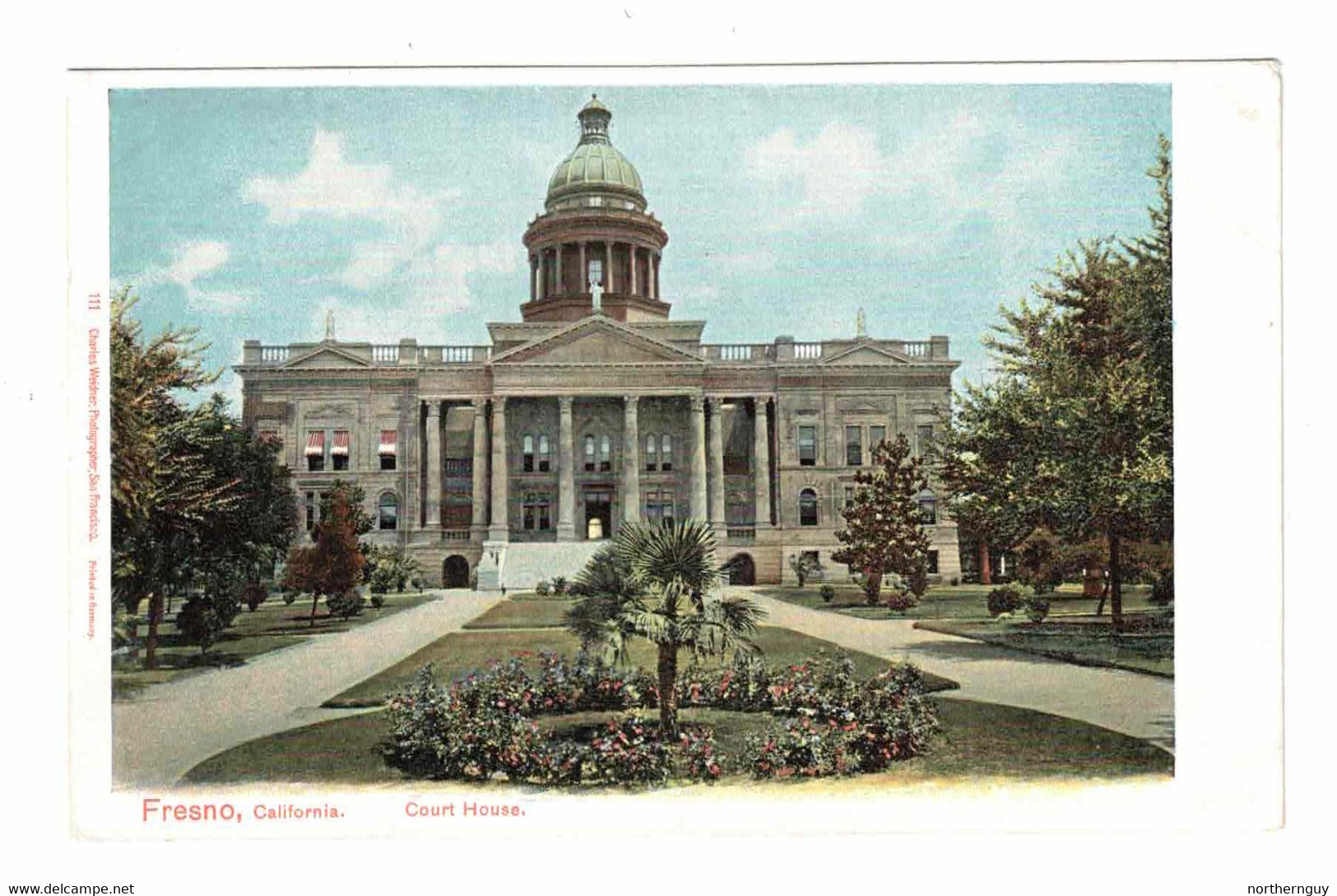 Fresno, California, USA, "Court House", Undivided Back Weidner Postcard - Fresno