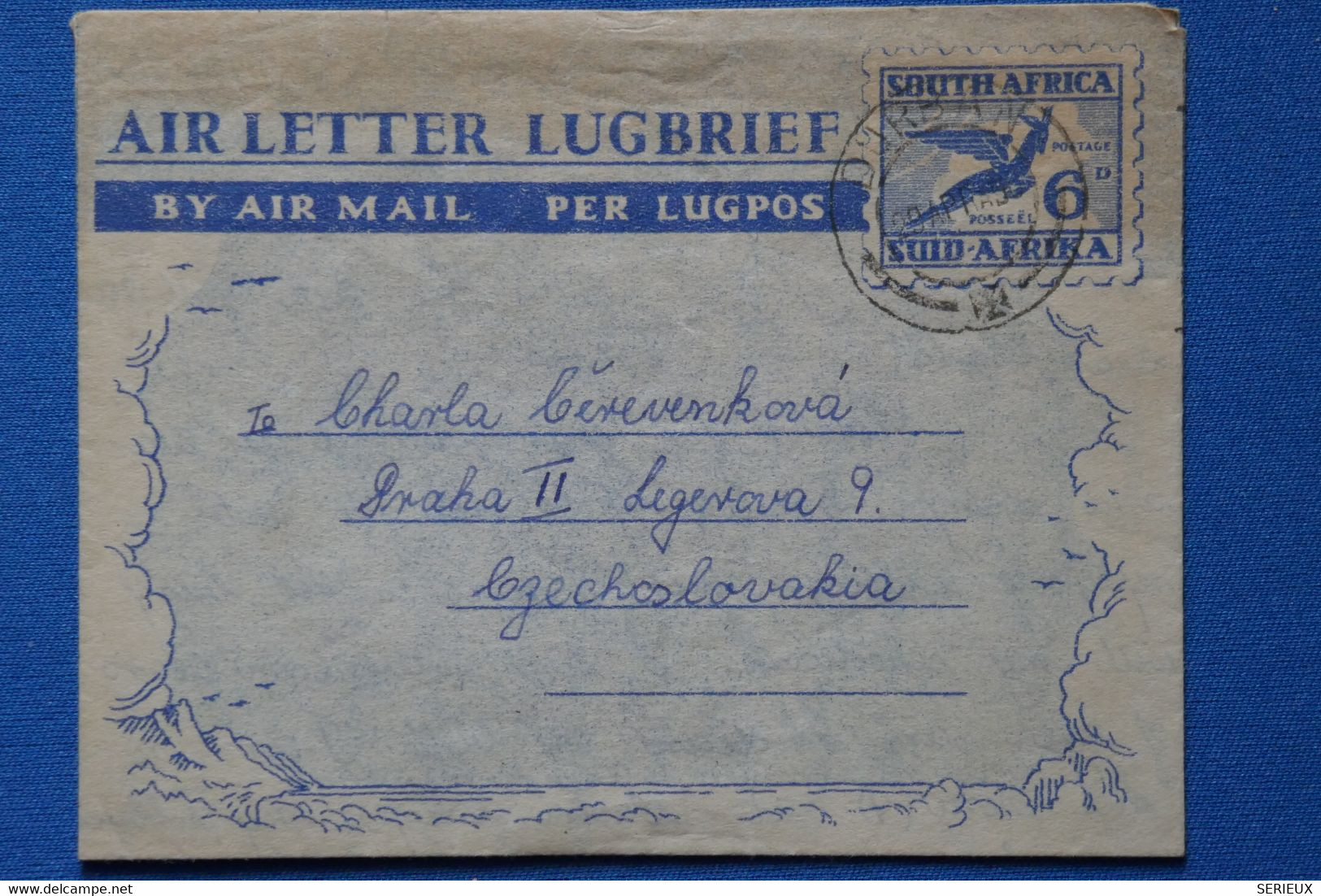 O9 AFRIQUE SUD BELLE LETTRE AEROGRAMME 1962 NATAL POUR PRAGUE TCHECOSLOVAQUIE + AFFRANCHISSEMENT PLAISANT - Lettres & Documents