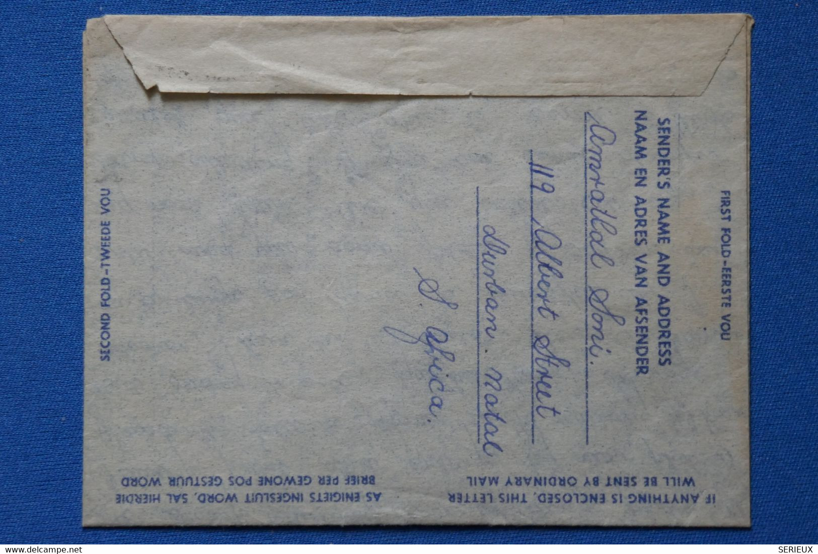O9 AFRIQUE SUD BELLE LETTRE AEROGRAMME 1962 NATAL POUR PRAGUE TCHECOSLOVAQUIE + AFFRANCHISSEMENT PLAISANT - Covers & Documents