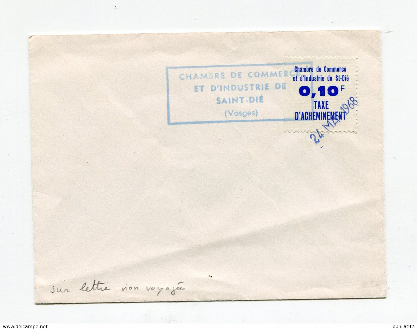 !!! VIGNETTE ET CACHET DE LA GREVE DE ST DIE DE 1968 SUR LETTRE NON VOYAGEE - Documents