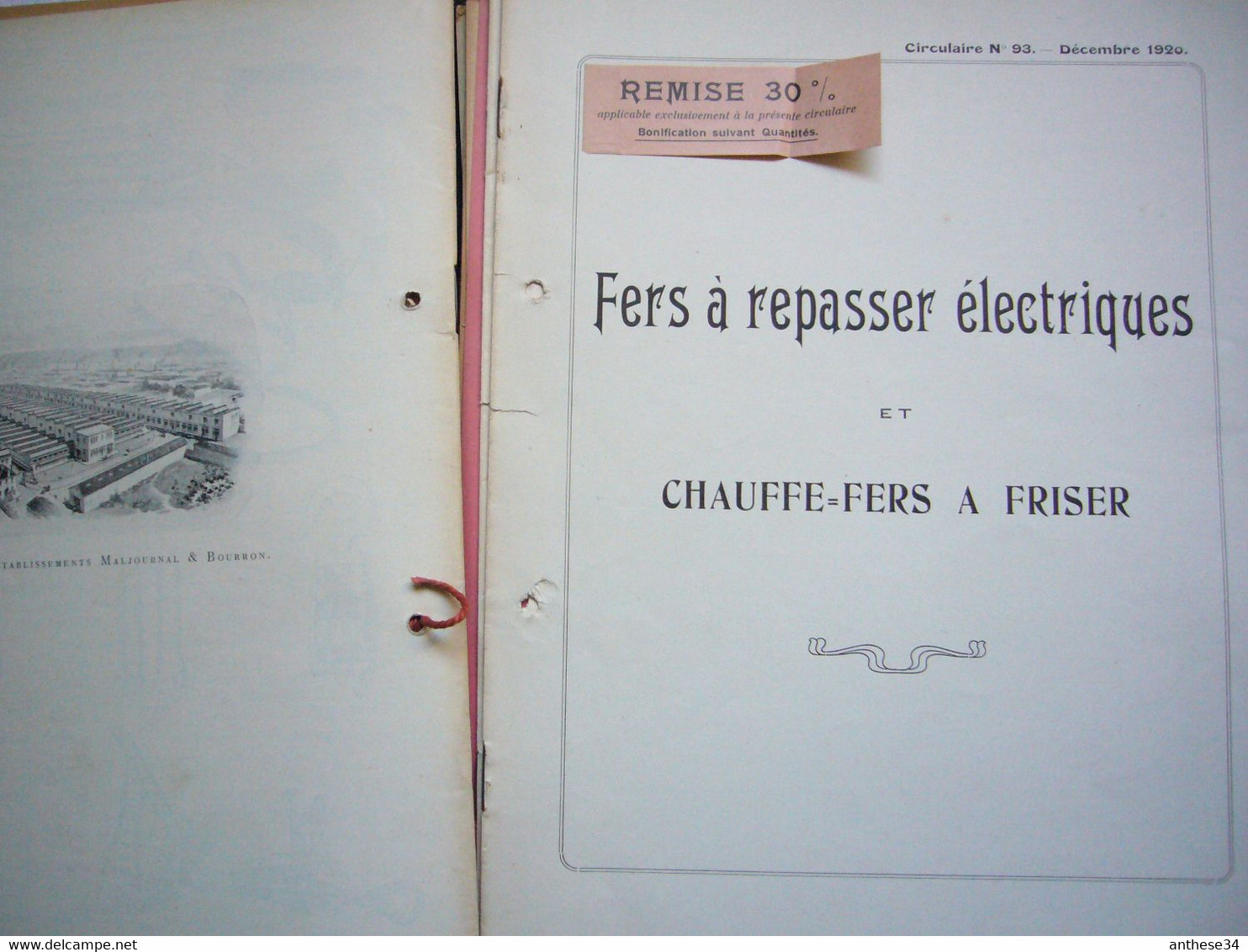 Archive Catalogue pub années 1921 Etablissements Maljournal & Bourron Lyon appareillage basse tension