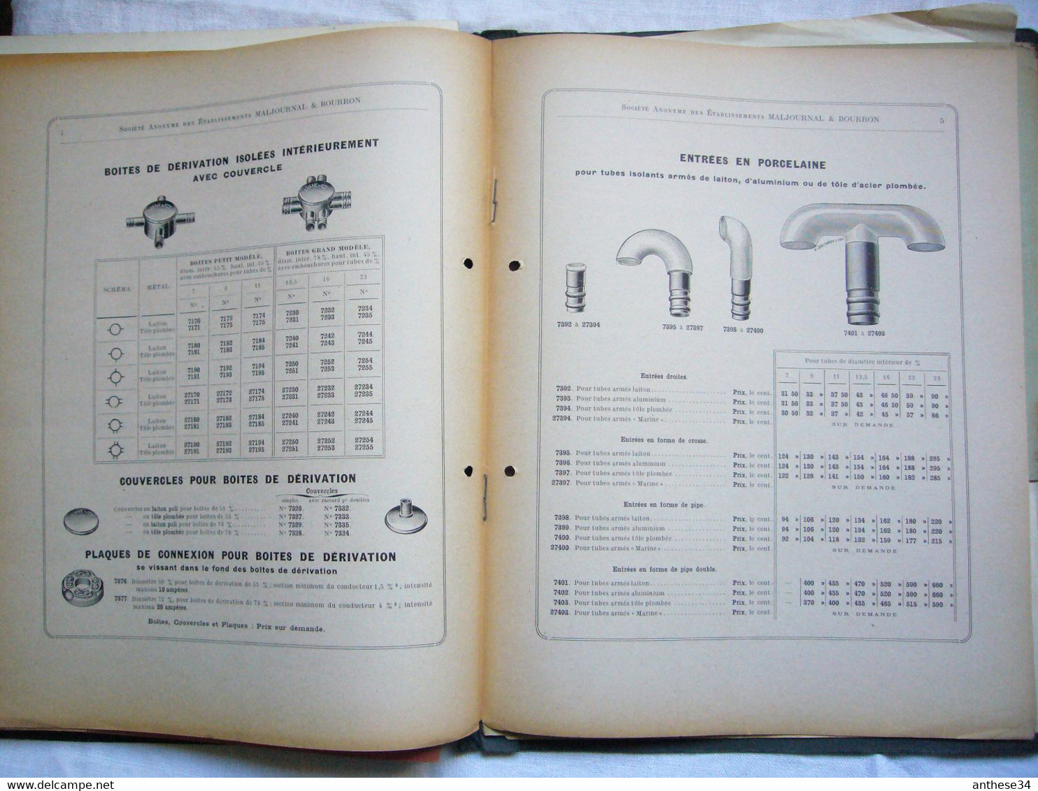 Archive Catalogue pub années 1921 Etablissements Maljournal & Bourron Lyon appareillage basse tension