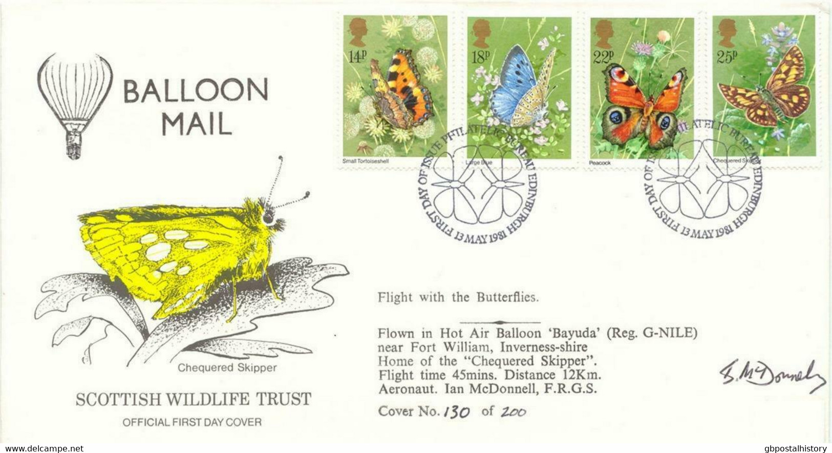 GB 1981 Cover Flown With Hot Air Balloon "BAYUDA" (reg. G-NILE) Nr Fort William - Lettres & Documents