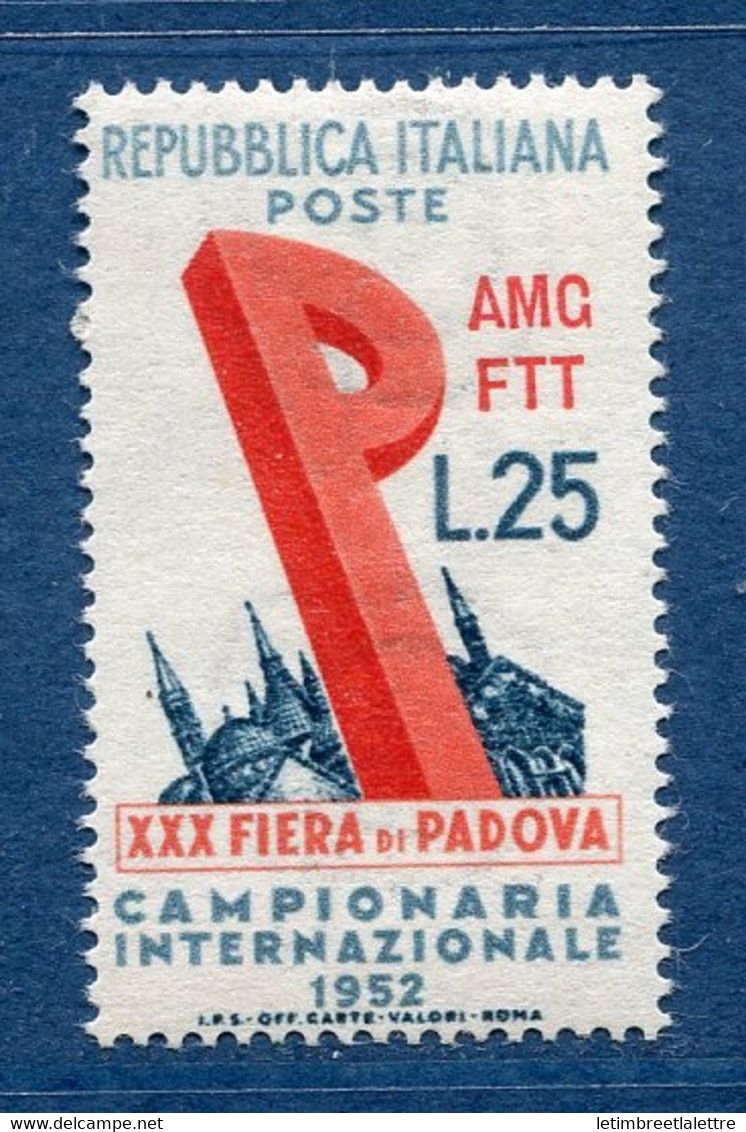 ⭐ Italie  - YT N° 632 ** - Neuf Sans Charnière - 1952 ⭐ - 1946-60: Nieuw/plakker