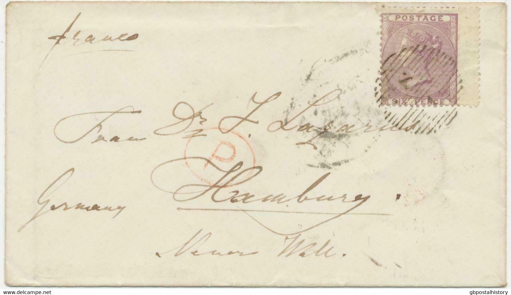 GB 1860 QV 6d Lilac No Corner Letters With Wing Margin At Right And Wmk-VARIETY - Plaatfouten En Curiosa