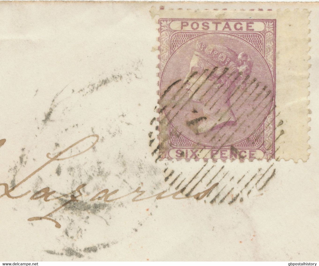GB 1860 QV 6d Lilac No Corner Letters With Wing Margin At Right And Wmk-VARIETY - Plaatfouten En Curiosa