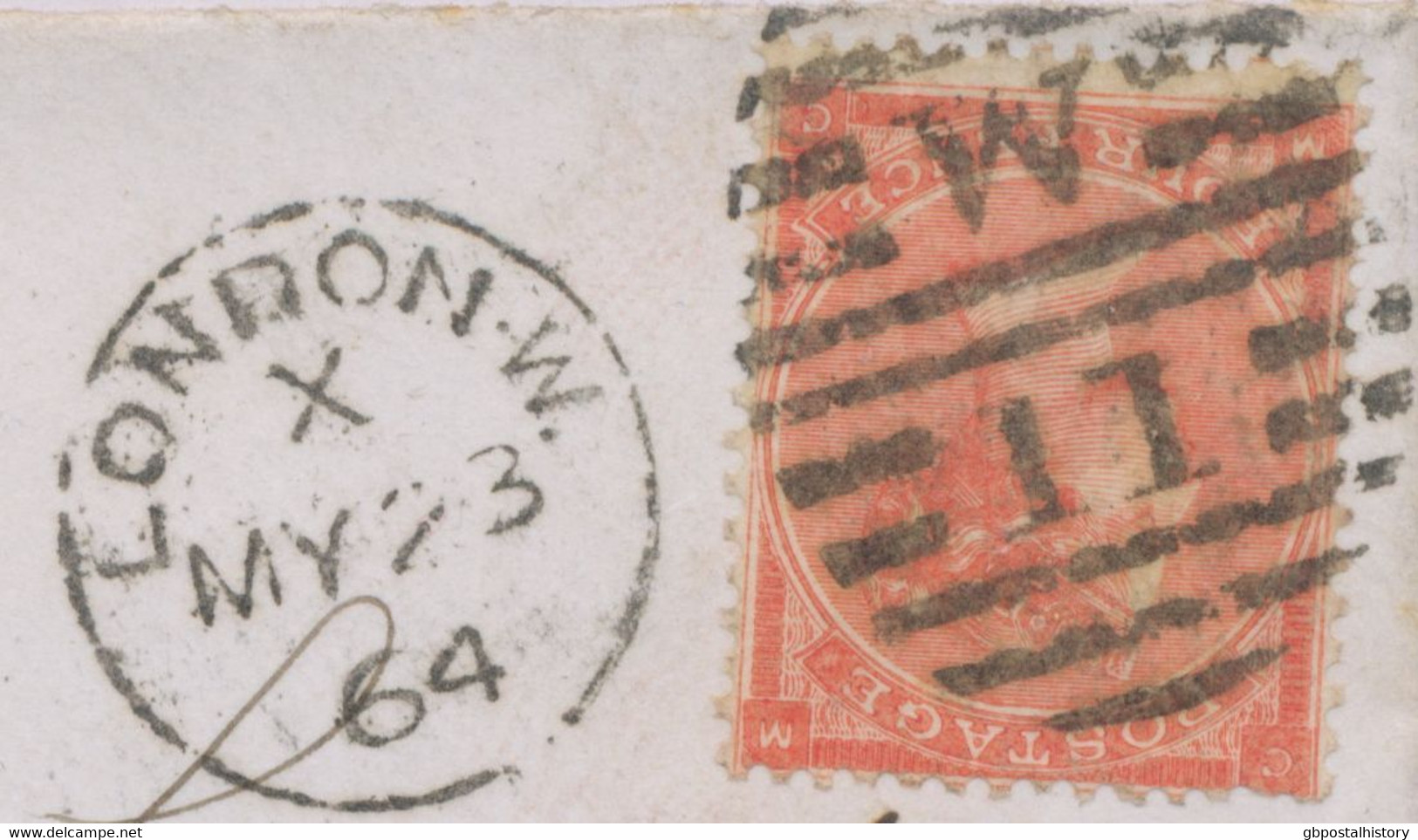 GB 1864 QV 4d Bright Red W Small White Corner Letters Pl.4 With Harlines VARIETY - Variétés, Erreurs & Curiosités