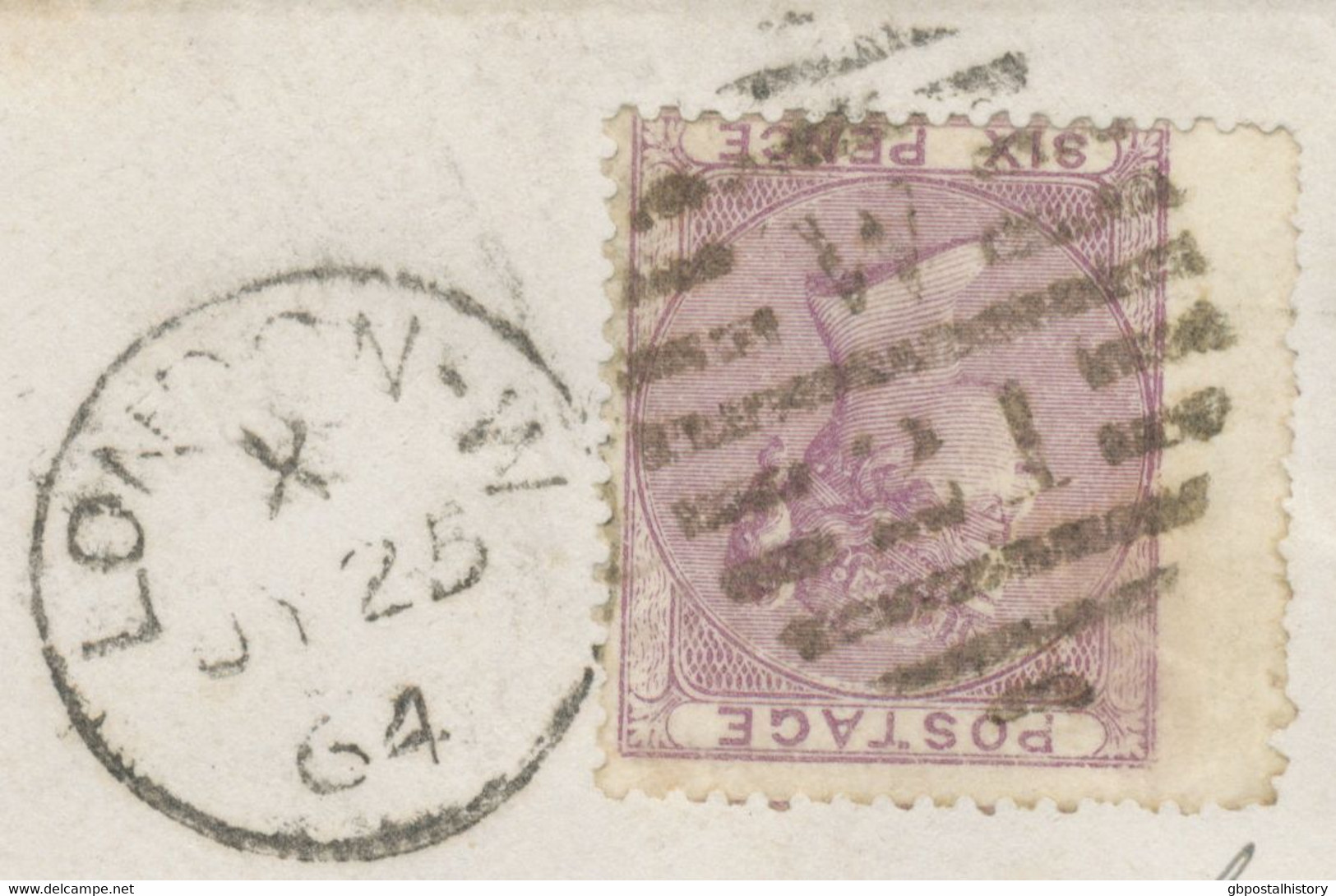 GB 1864 QV 6d Pale Lilac No Corner Letters With Wing Margin At Left And VARIETY: "weak Printing Of Left Border" VF Cvr - Abarten & Kuriositäten