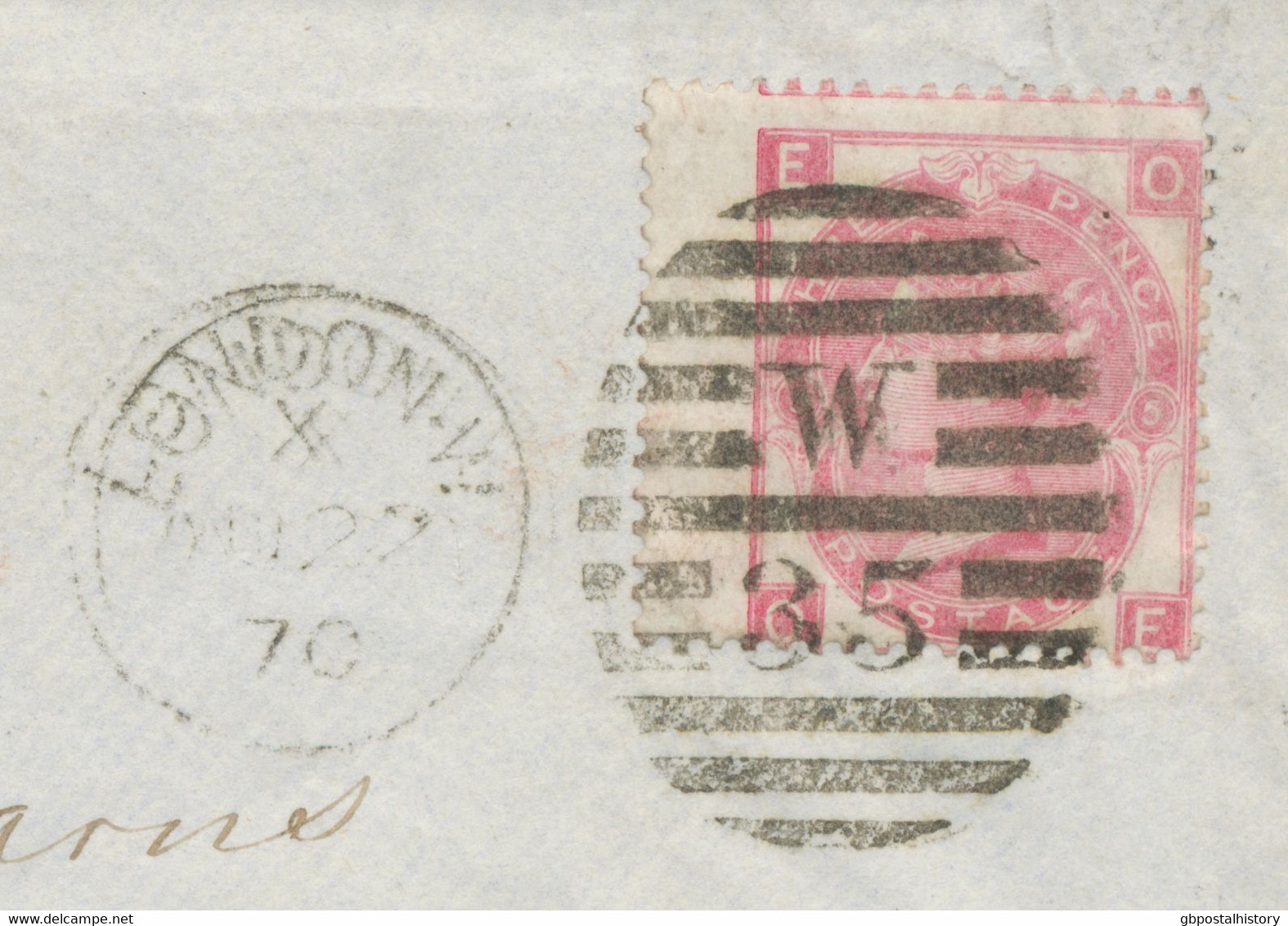 GB 1870 QV 3d Rose Pl.5 W Wing Margin Rare VARIETY: Missing Part Of Frameline On Superb Cover To HAMBURG - Variedades, Errores & Curiosidades