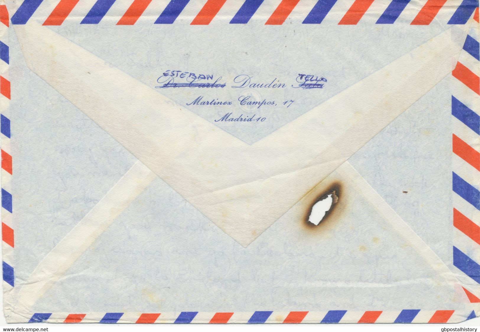 GB 1975 DISASTER MAIL Flight Cover From SPAIN W. Skeleton BEXHILL-ON-SEA SUSSEX - Varietà, Errori & Curiosità