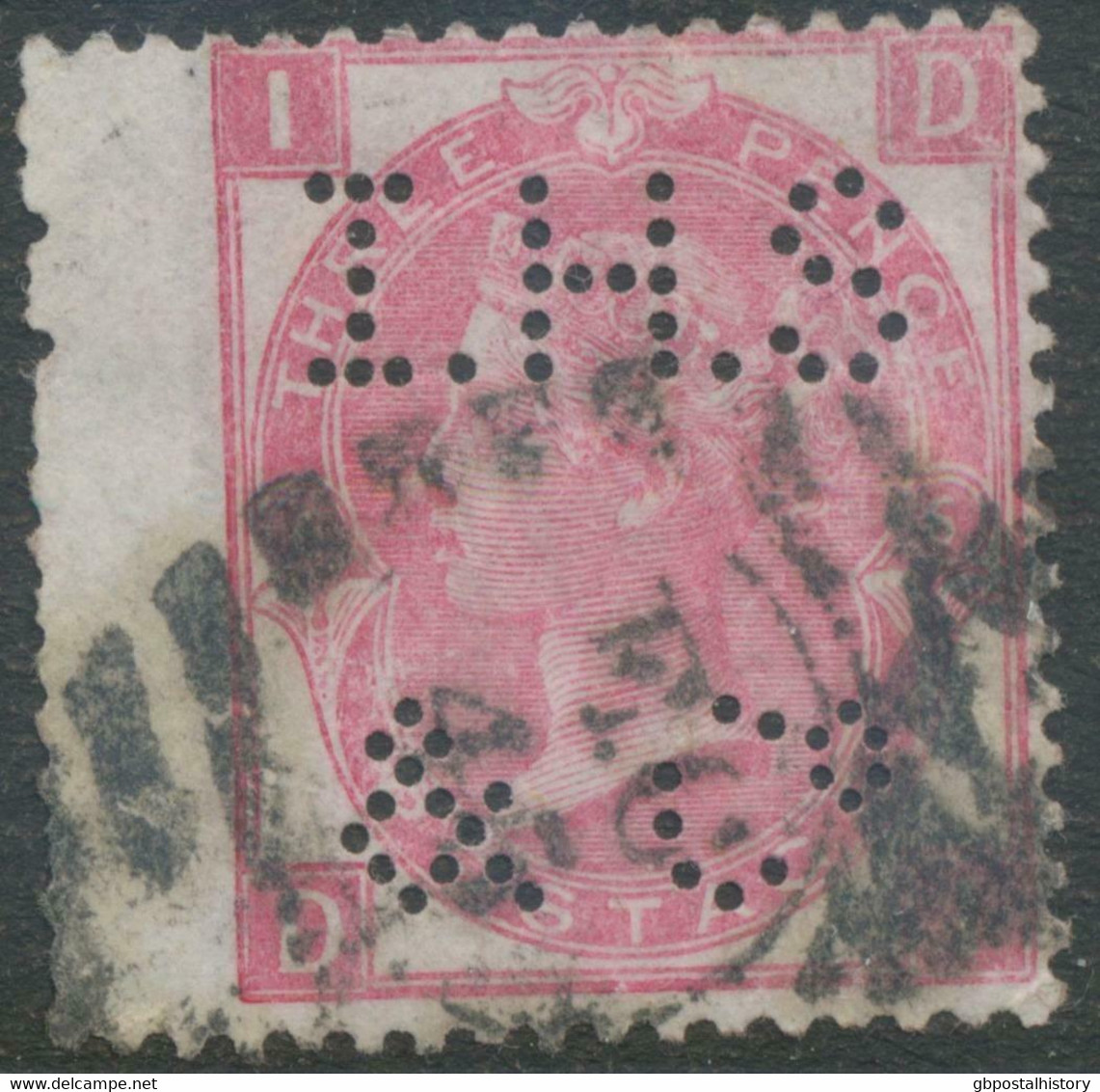 GB 1870 3d Rose Pl.6 (DI) Wing Margin Fine Used - Nice PERFIN „I.H.S / & Co“ - Gebruikt