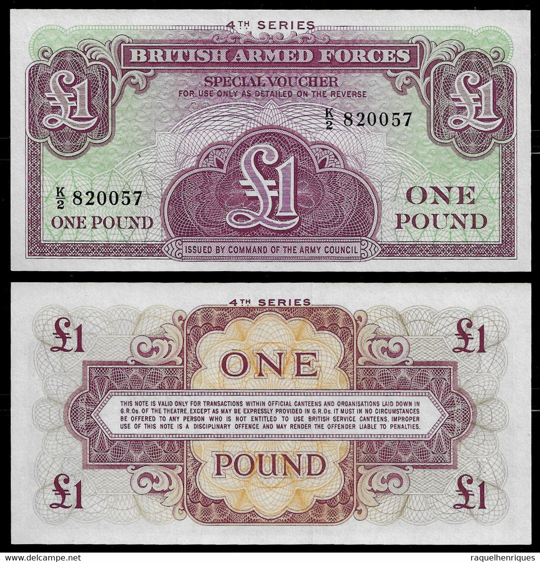 UNITED KINGDOM - GREAT BRITAIN - BRITISH ARMED FORCES BANKNOTE - 1 POUND 4th SERIES 1962 P#M36a UNC (NT#04) - British Armed Forces & Special Vouchers