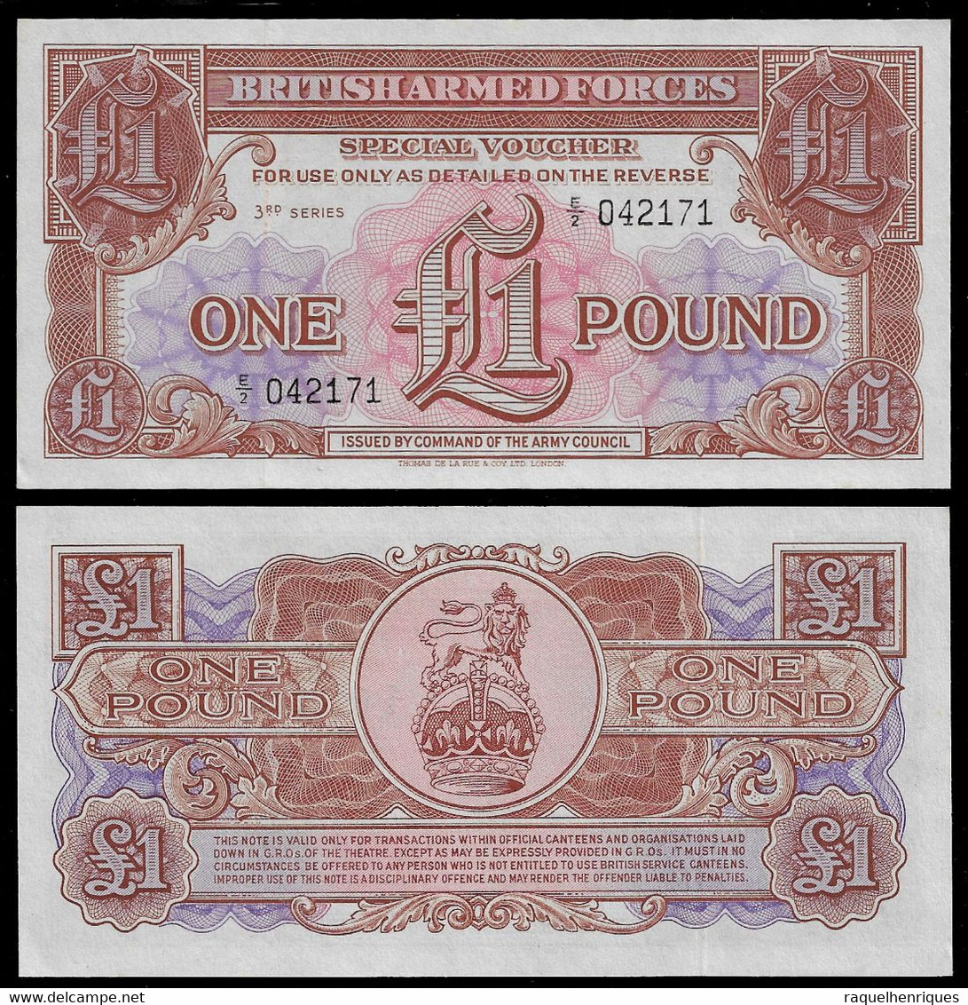 UNITED KINGDOM - GREAT BRITAIN - BRITISH ARMED FORCES BANKNOTE - 1 POUND 3rd SERIES 1956 P#M29 UNC (NT#04) - British Armed Forces & Special Vouchers