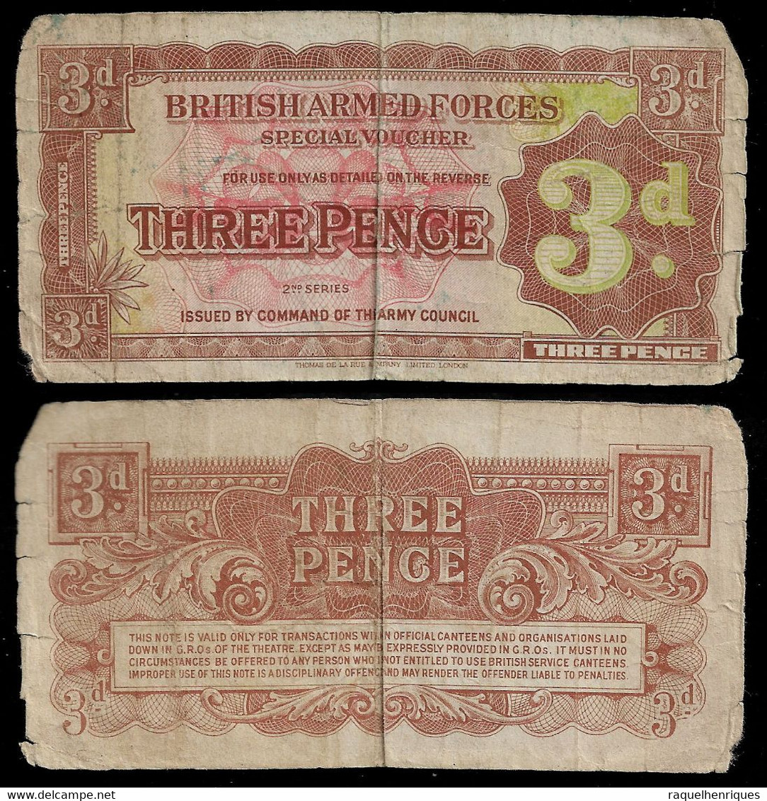 UNITED KINGDOM - GREAT BRITAIN - BRITISH ARMED FORCES BANKNOTE - 3 PENCE 2nd SERIES 1948 VG (NT#04) - British Armed Forces & Special Vouchers