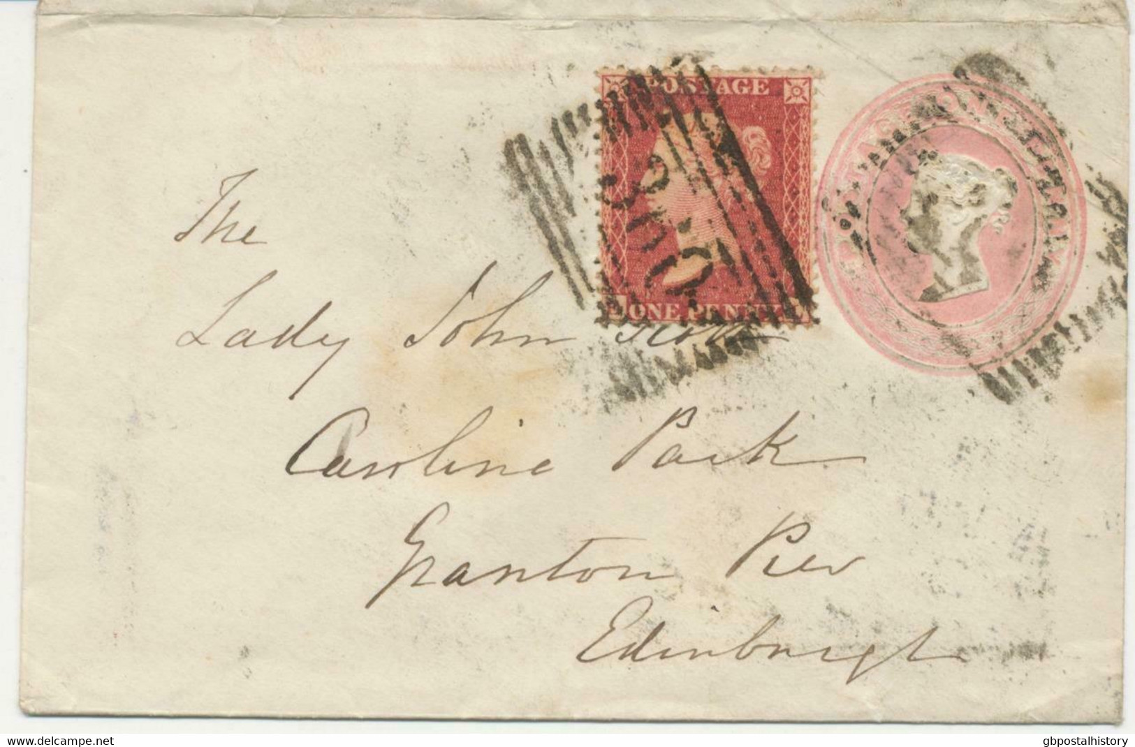 GB „360“ Scottish Numeral (LAUDER) Superb QV 1d Pink Postal Stationery Env + 1d - Brieven En Documenten