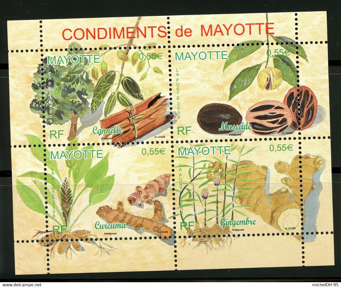 Mayotte - 2008 - Condiments De Mayotte - NEUF SANS TC - Bloc Nos 210-211-212-213 - Cote 9,20 Euros - Ongebruikt