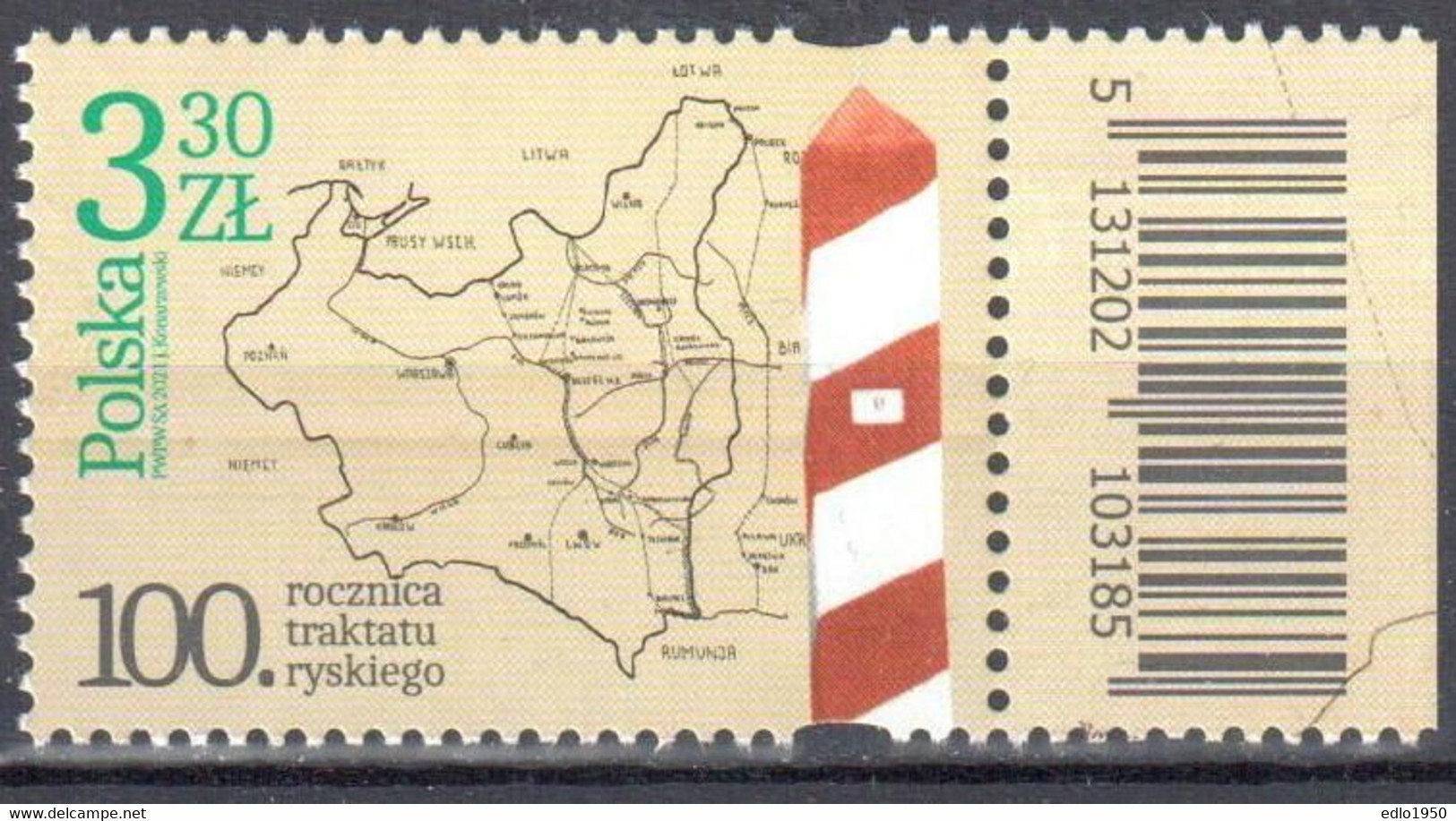 Poland 2021 - Treaty Of Riga - Mi.5281 - MNH(**) - Unused Stamps