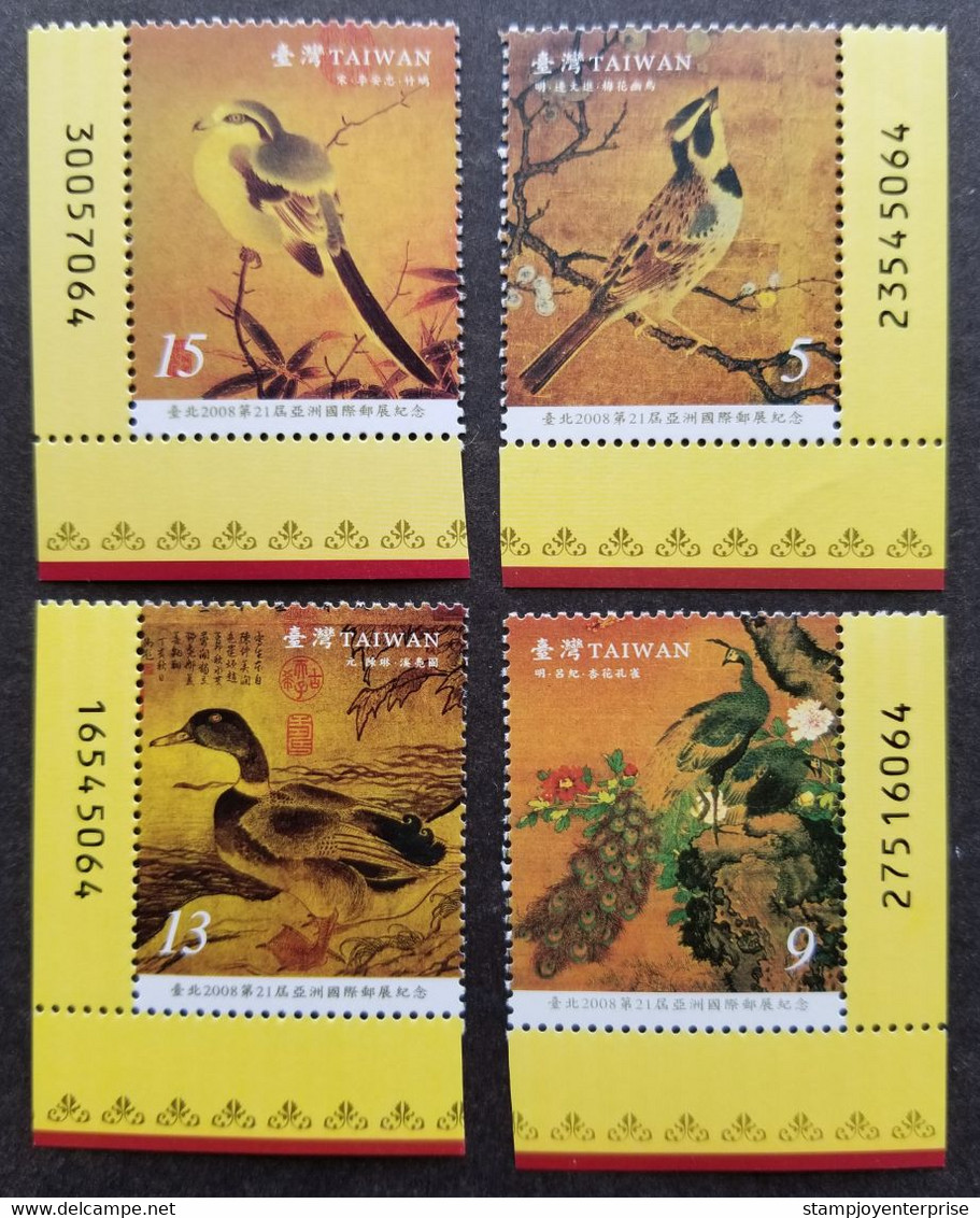 Taiwan 21st Asian International Stamp Exhibition 2008 Bird Birds Chinese Painting Art (stamp Plate) MNH - Covers & Documents