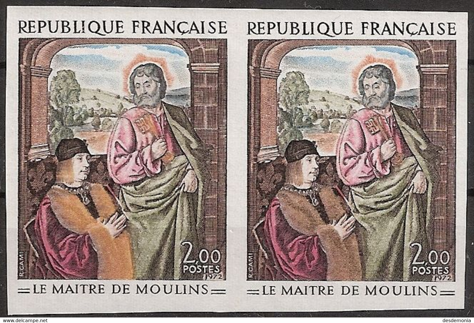 France Maury 1732 (Yvert ) ** Tableau Maître De Moulin Paire D'essais De Couleurs - Kleurproeven 1945-…