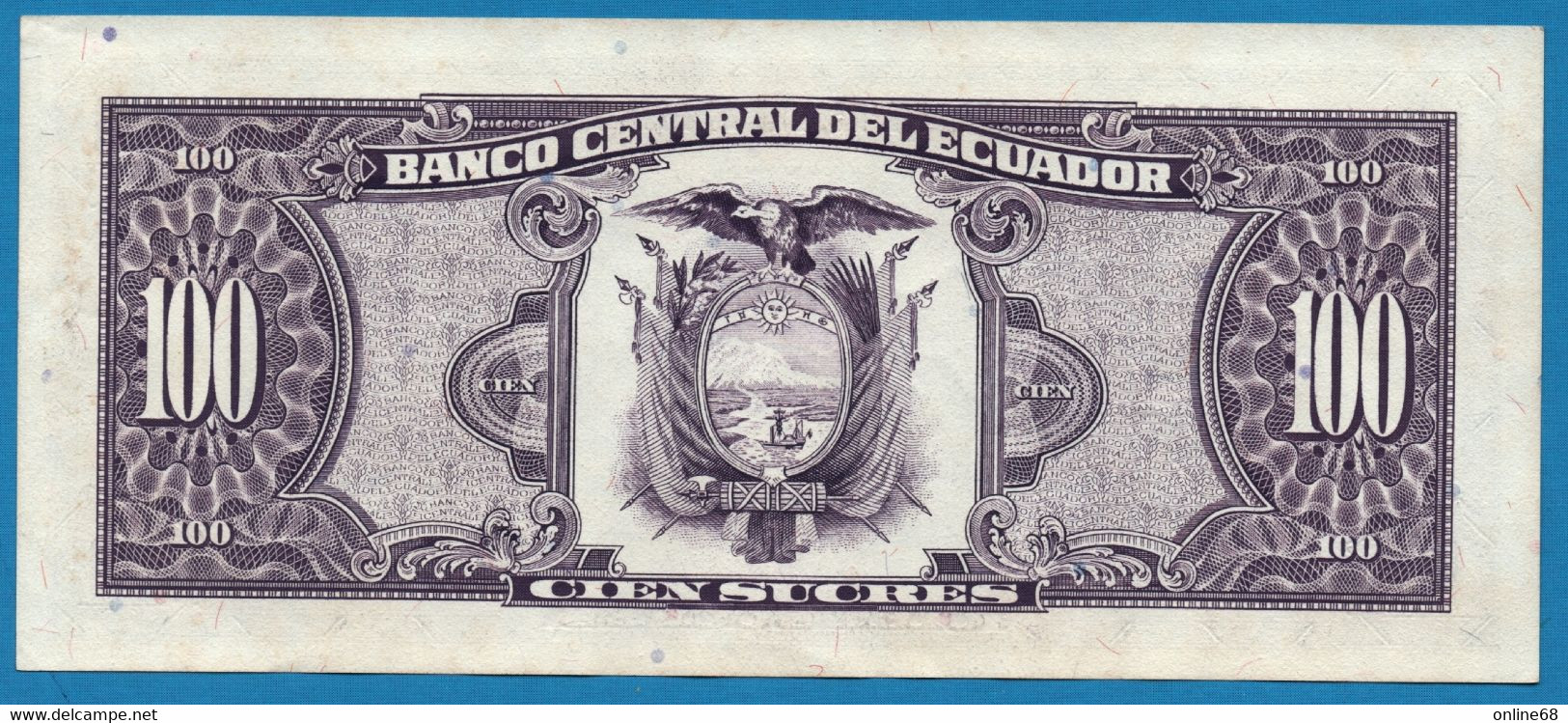 ECUADOR  100 Sucres 21.06.1991 # WA 0410394 P# 123Aa  Simón Bolívar - Equateur