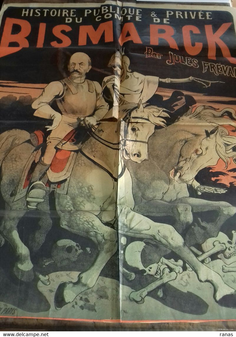 Affiche Ancienne Bismarck De Jules FREVAL Par HOPE Léon CHOUBRAC 96 X 75 Squelette Mort Allemagne Germany - Plakate