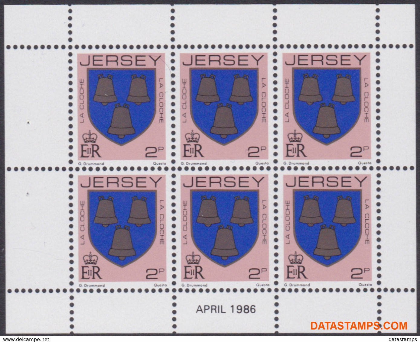Jersey 1986 - Mi:KB 244 C, Yv:F 238a, Sheet - XX - Coats Of Arms - Jersey