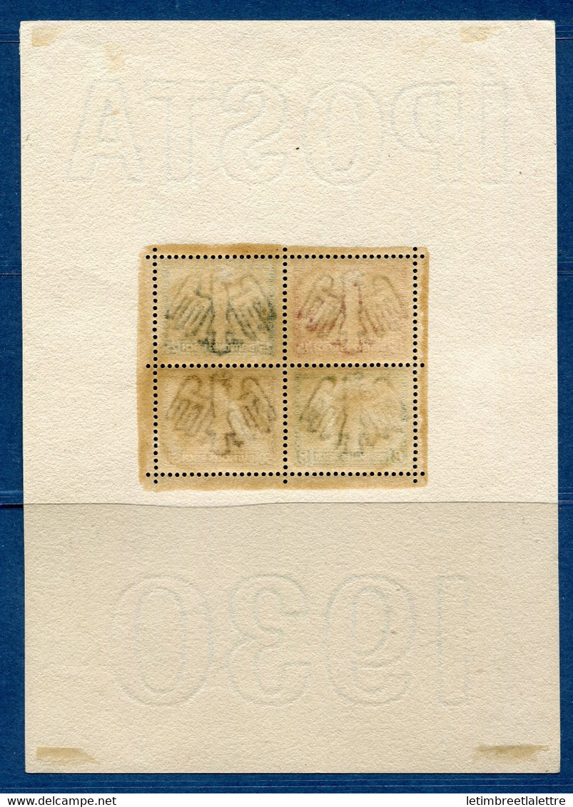 ⭐ Allemagne - Bloc - YT N° 1 * - Neuf Avec Charnière - 1930 ⭐ - Blocks & Sheetlets