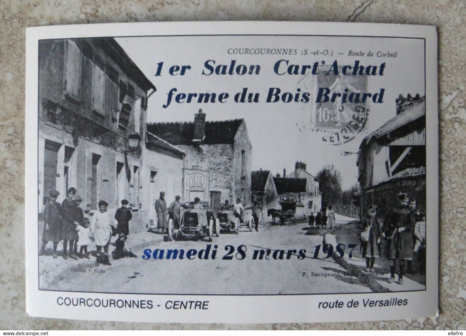 CPM Courcouronnes Bouse De Collection  1er Salon Cart'achat Ferme Du Bois Briard 1987 Visuel La Route De Corbeil - Bourses & Salons De Collections