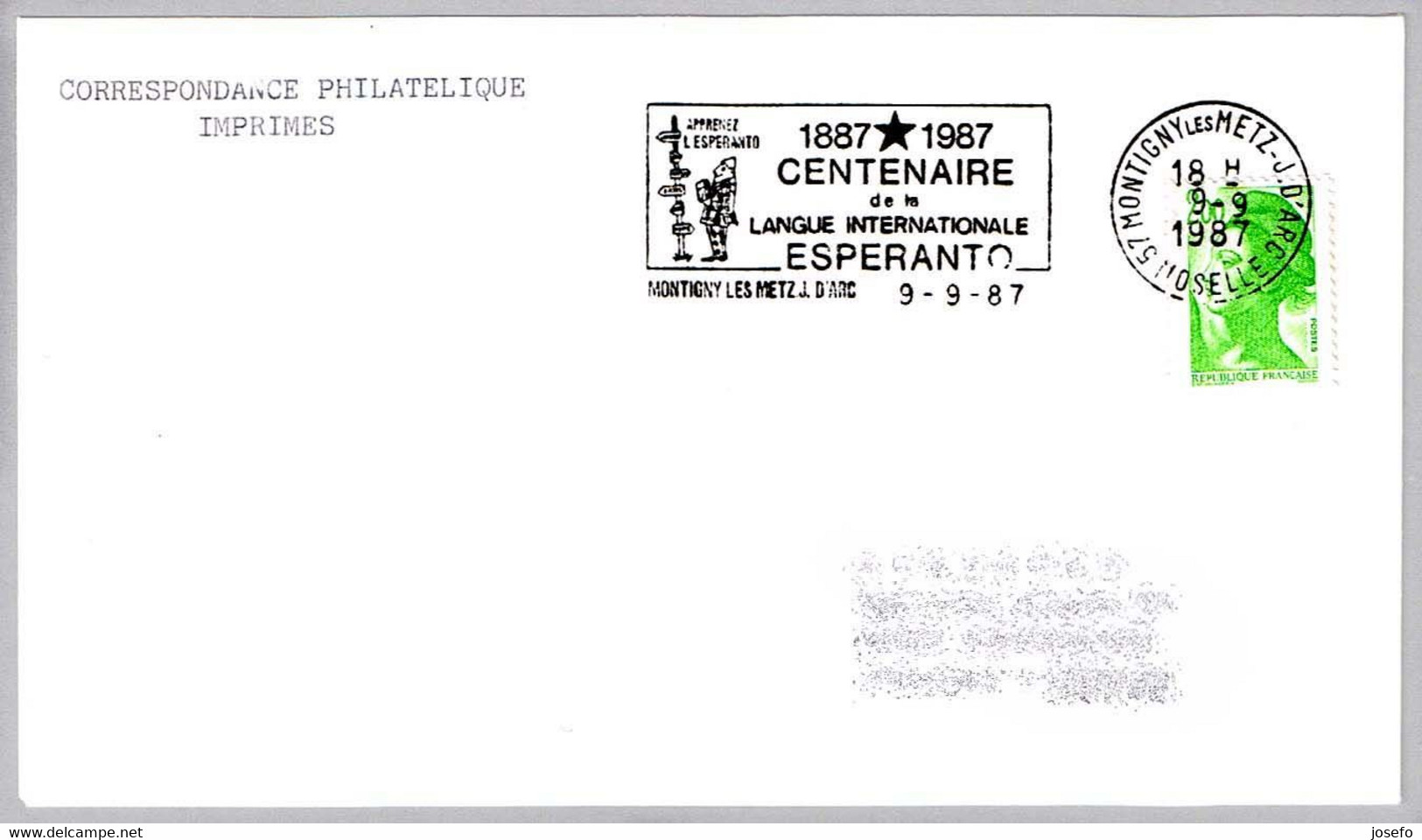 CENTENARIO DEL ESPERANTO - 100 YEARS OF ESPERANTO. Montigny Les Metz 1987 - Esperanto