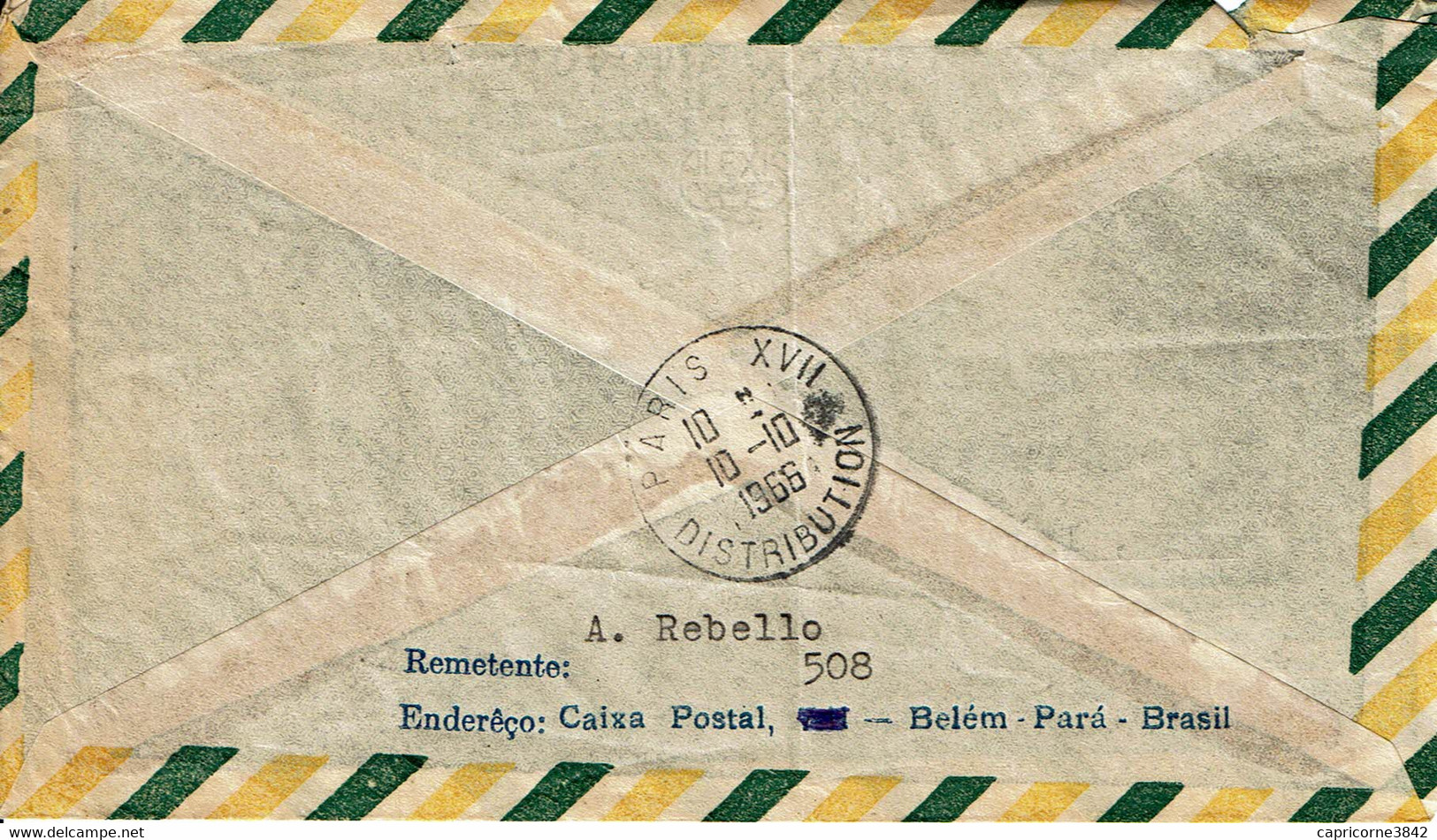 Lettre Du Brésil Pour La France - Recommandée - Par Avion - Tp N° 584B + 767 - Verso "PARIS XVII DISTRIBUTION" - Storia Postale