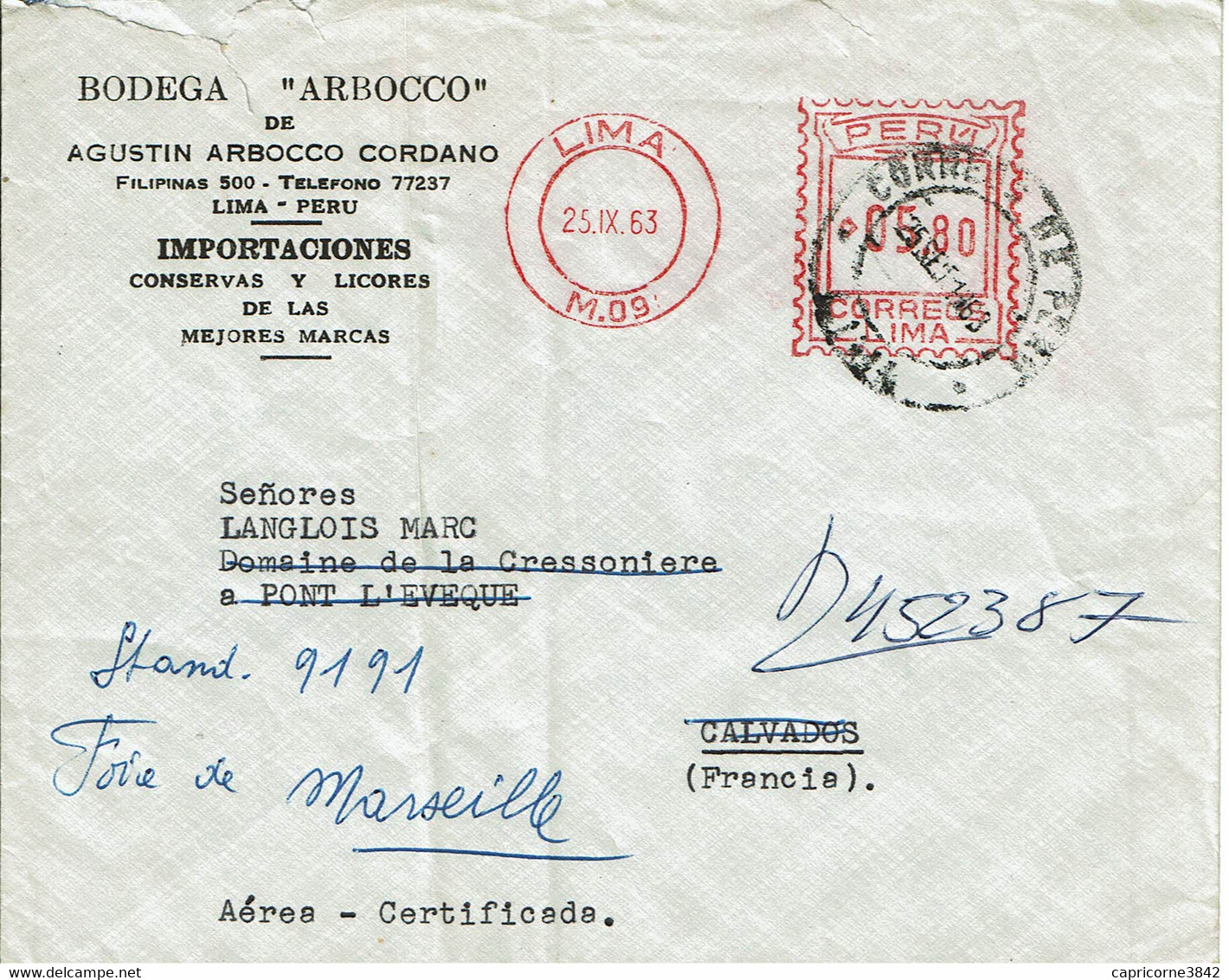 1963 - Lettre De Lima Pour La France - Machine à Affranchir - Pérou