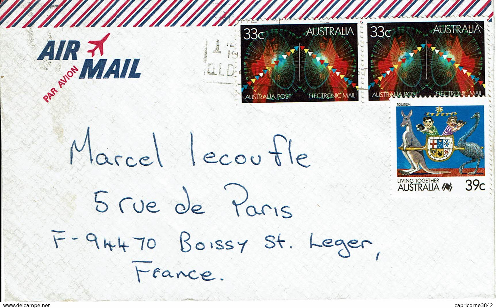 1985 - Lettre D'Australie Pour La France - Briefe U. Dokumente