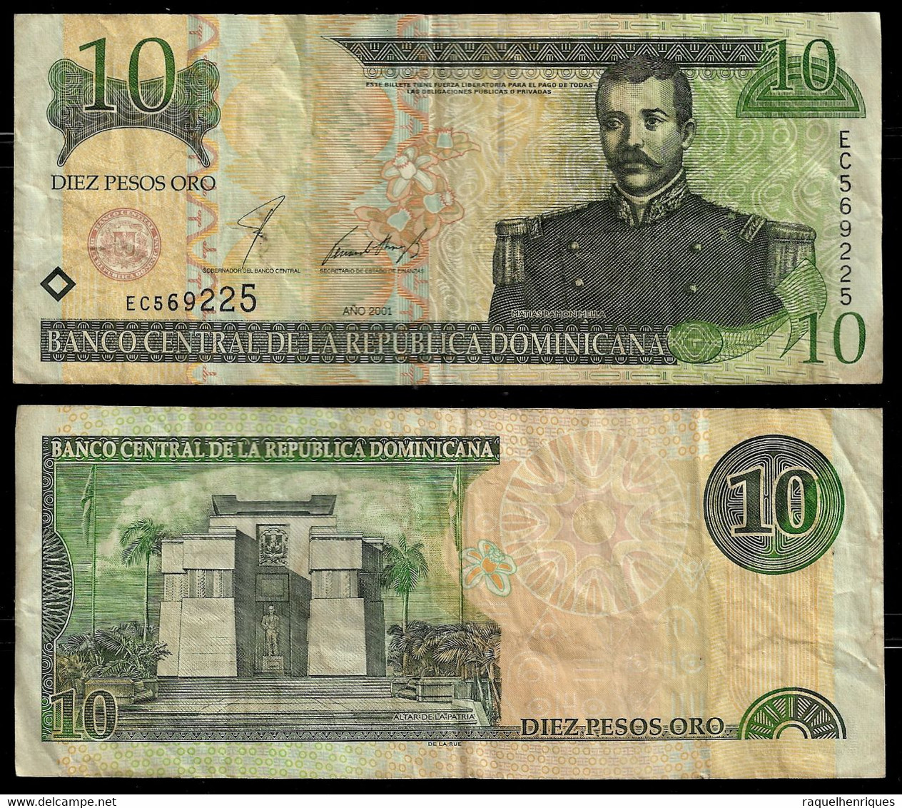 REP. DOMINICANA BANKNOTE - 10 PESOS 2001 P#165b F/VF (NT#04) - Dominicana