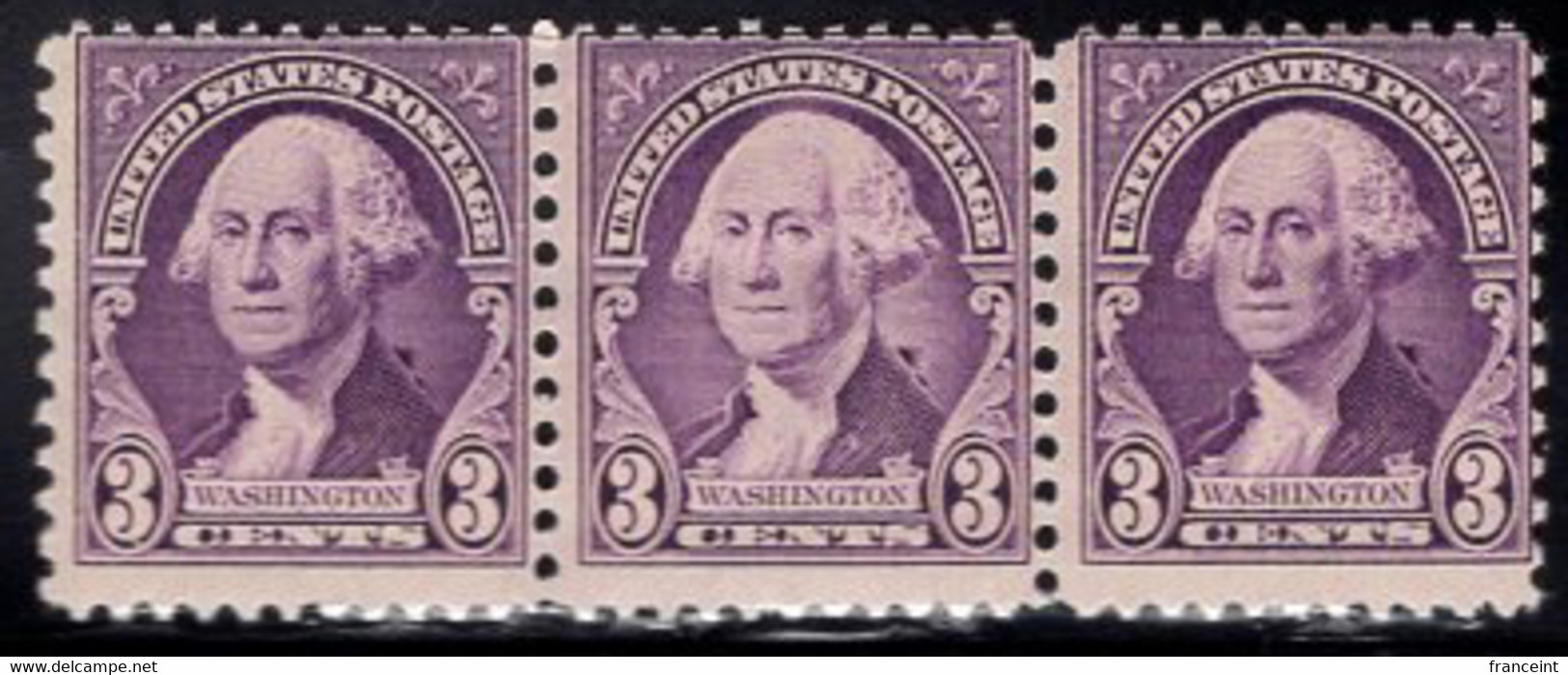 1932 3c Washington, Scott No 720. Strip Of 3 With Center Stamp Recut (eyes & Face). - Errors, Freaks & Oddities (EFOs)
