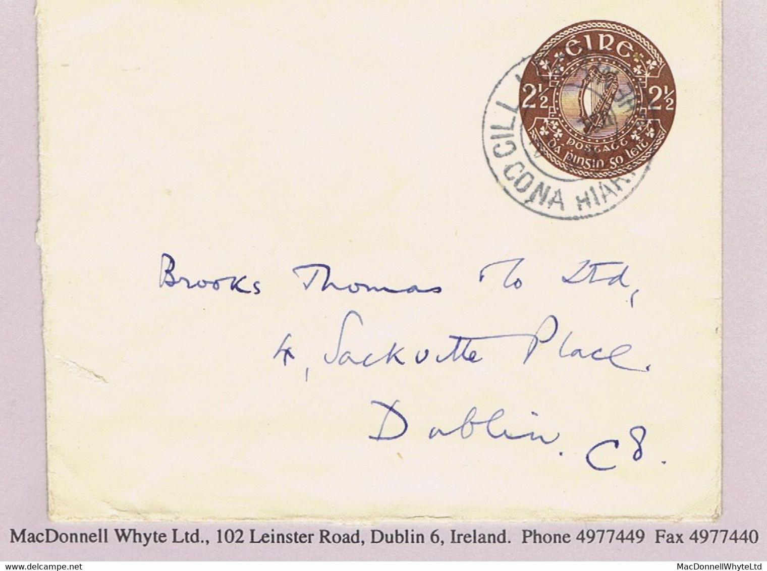 Ireland Westmeath 1949 2½d Brown On Buff Envelope, With Watermark Dean Swif(t) Used Killucan 21 XII 49 Cds, Opened Out - Ganzsachen