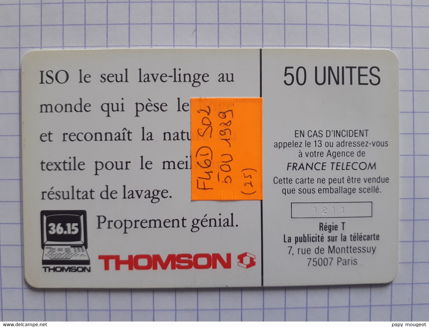 F46D 50U SO2 Thomson  ISO L'Ordinateur à Laver - N°1211 Petit Embouti - 1989