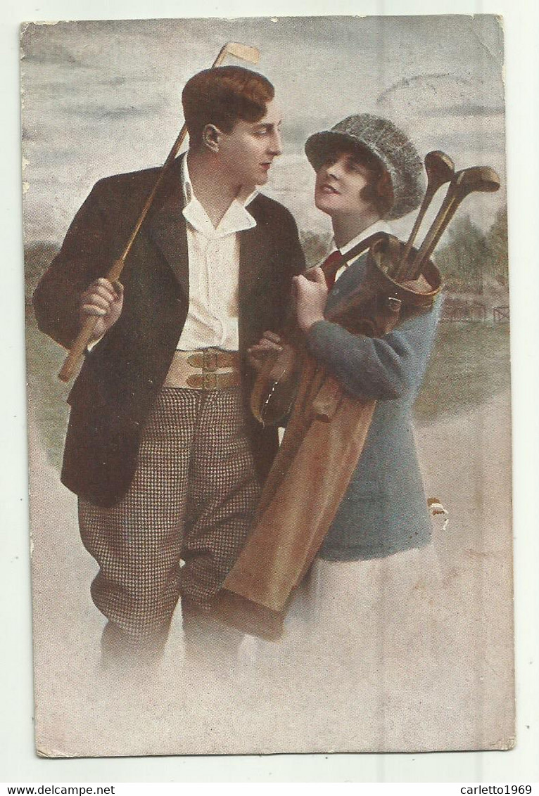 COPPIA GIOCATORI DI GOLF 1918 VIAGGIATA   FP - 1900-1949