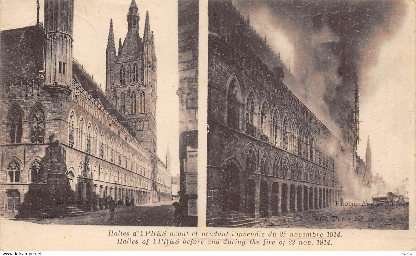Halles D'YPRES Avant Et Pendant L'incendie Du 22 Novembre 1914. - Ieper